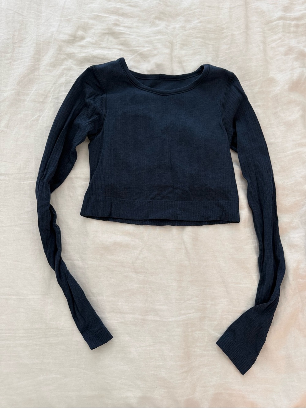 lululemon athletica Navy Long-Sleeve Ribbed Crop Top